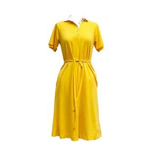 1970s Avon Fashions Yellow Knit, Belted Polo Shirt Dress - Size 7/8
